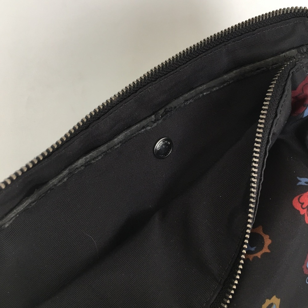 Coach Cosmetic Bag Pouch Black Nylon Floral Print Makeup Case - Picture 9 of 13